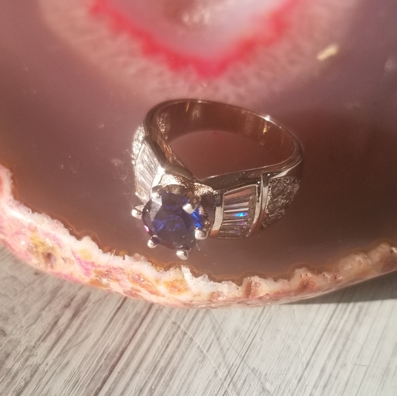 🖤4 for $25 Bundle Sale Sapphire CZ Size 6 Silverstone Ring - Picture 6 of 8